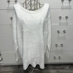 MISSLOOK soft and comfy sweater with faux pearls, size M